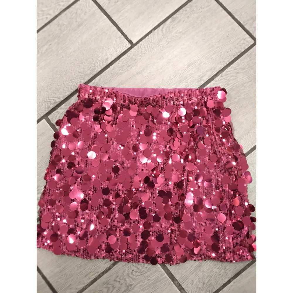 SHEIN Pink Sequin‎ Mini Skirt Sparkly Party Festival Rave Glam Size M